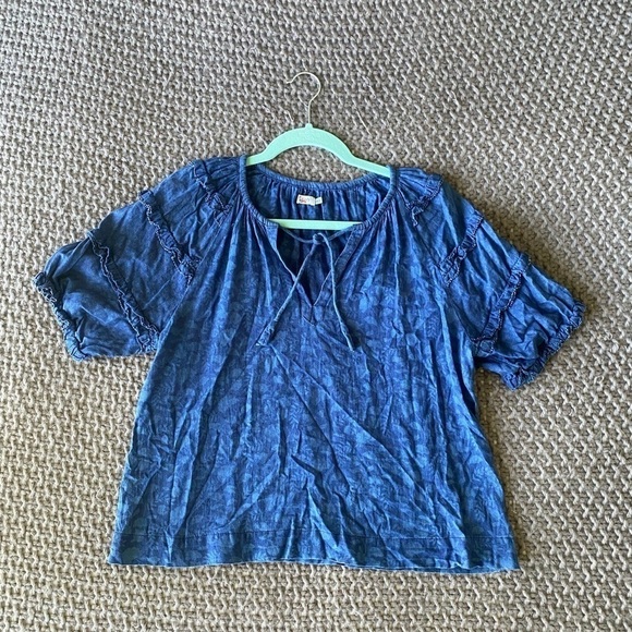 FAHERTY Bodhi Floral Raglan Sleeve Ruffle Top in Sz M - Picture 4 of 7